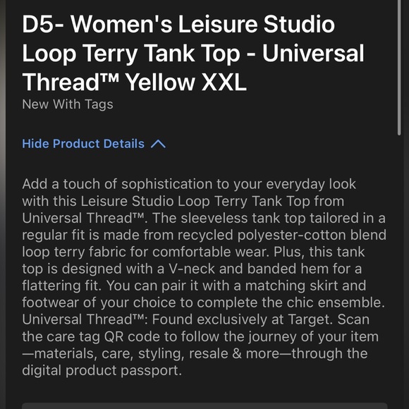 Universal Thread Light Yellow Tank Top - Picture 2 of 2